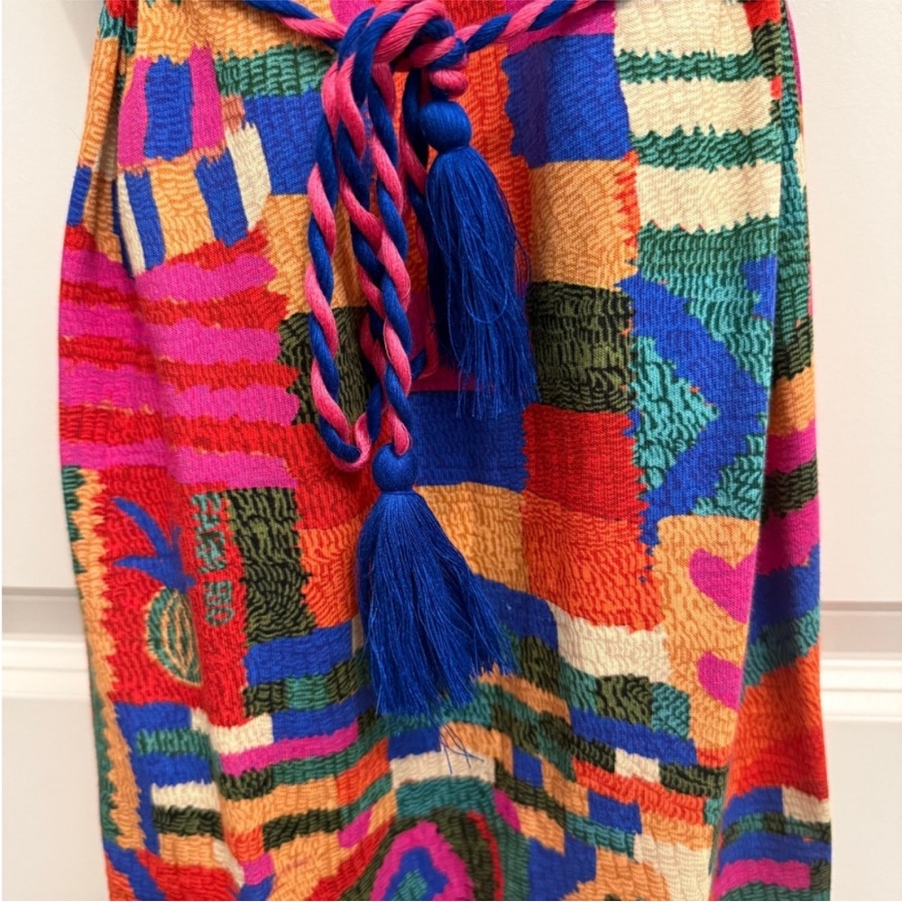 🪘 FARM Rio Multicolor Geometric Patches Tribal twist rope belted Dress Large - Picture 9 of 14
